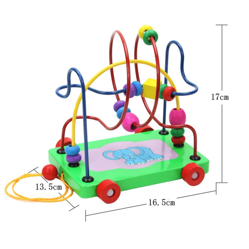 Новинка! Детские деревянные игрушки в виде слона с круглыми бусинами для раннего образования, подарки на день рождения
