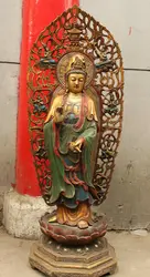 Оптовая продажа фабрики 41 "Китайский Бронзовый Живопись Буддизм Кван юн Гуань Инь Пот Статуя Будды Набор