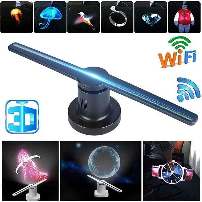 

WIIKK 3D WiFi Holographic Advertisement Display LED Fan Holographic Imaging LED Fan Advertising Player For Store Bar