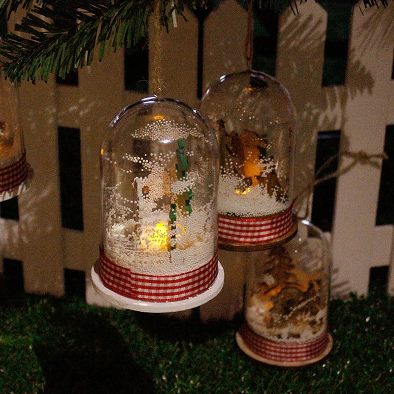 Рождественский снежок украшения стеклянная крышка ночник декоративное освещение олень Рождественская елка фестиваль настольные украшения