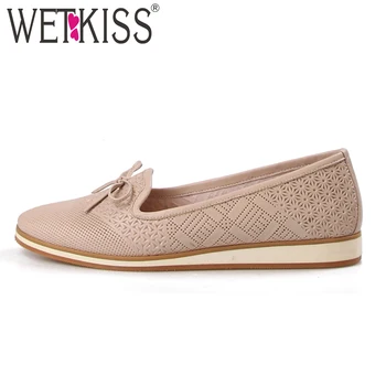 

WETKISS 2018 New Summer Fashion Casual Women Flats Butterflt Knot Round Toe Leather Flat Sole Shoes Footwear Autumn Female Shoes