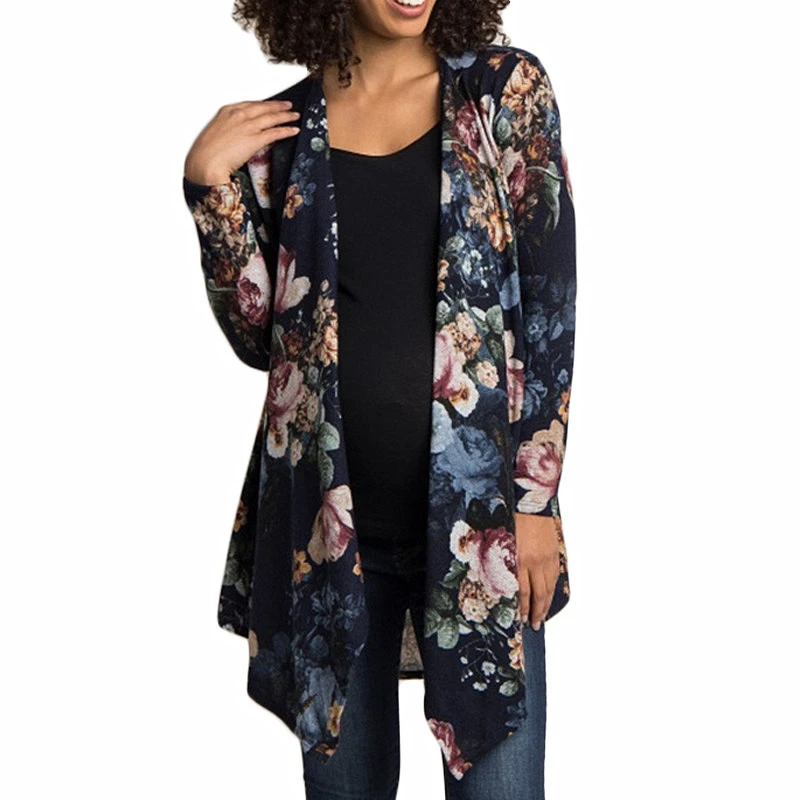 Floral Cardigan Women new Autumn Fashion 2019 Sleeve Irregular Hem Cardigan Vintage Elegant Ladies Top Casual Outwear Sweater photo