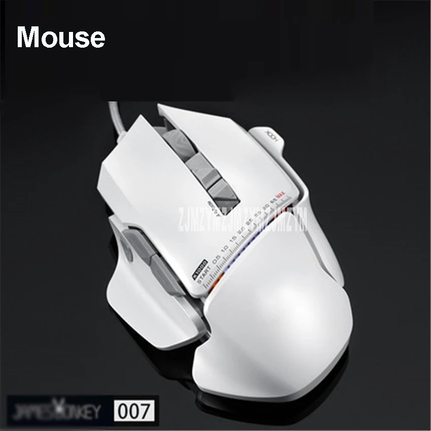 

007 USB Wired Optical Laser Gaming Mouse 8200DPI Adjustable 8 Buttons with RGB Backlight For PC Mac LOL CS Gamers White / Green