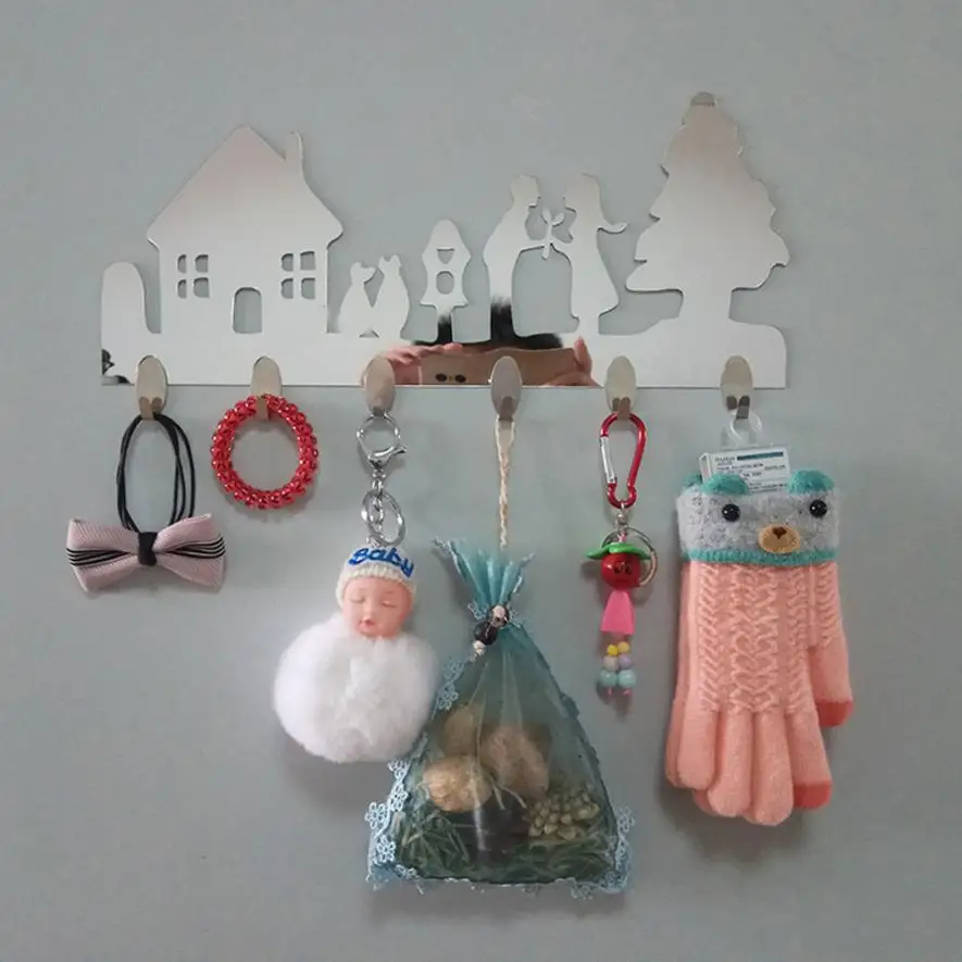 1 Set 6PC Hook Wall Stickers Decorative Home Furnishing Modern Hooks Wall drop shipping Q24in