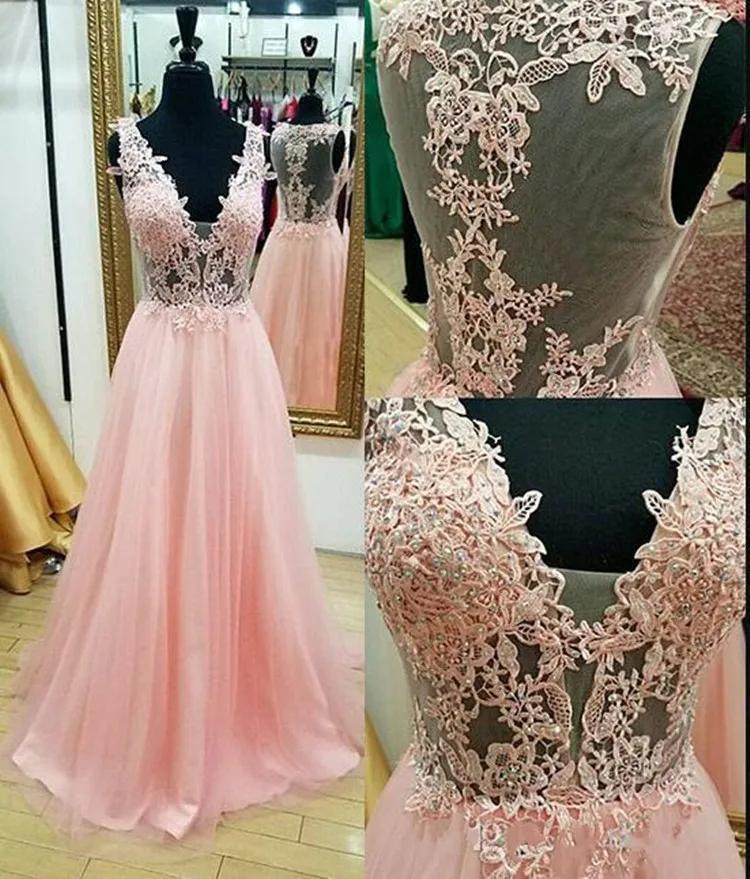 2017-sleeveless-appliques-a-line-beading-prom-dresses-real-images-v-neck-lace-pink-prom-dresses-illusion-back-with-appliques-custom