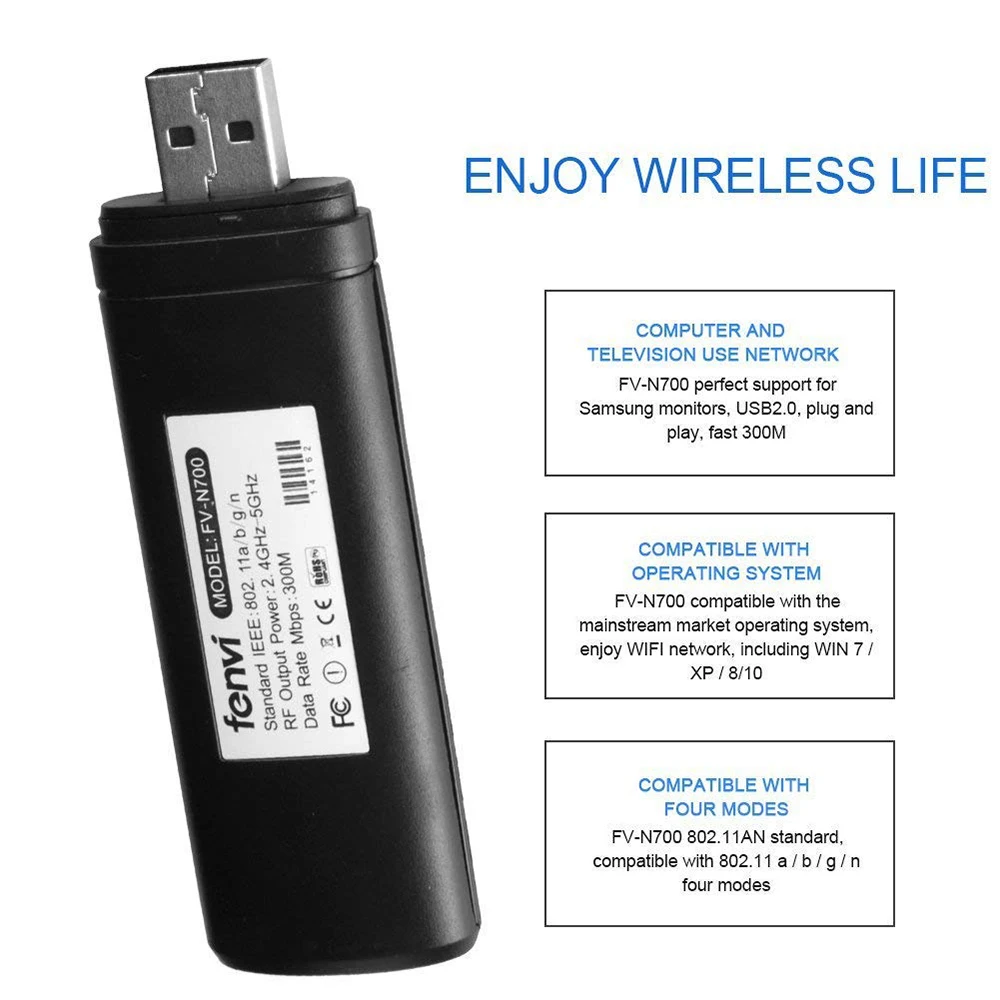 Двухдиапазонный 300 Мбит/с беспроводной USB WiFi Lan адаптер Ralink RT3572 Dongle 2,4 г/5 ГГц WIS12ABGNX WIS09ABGN для samsung Smart tv - Цвет: Черный