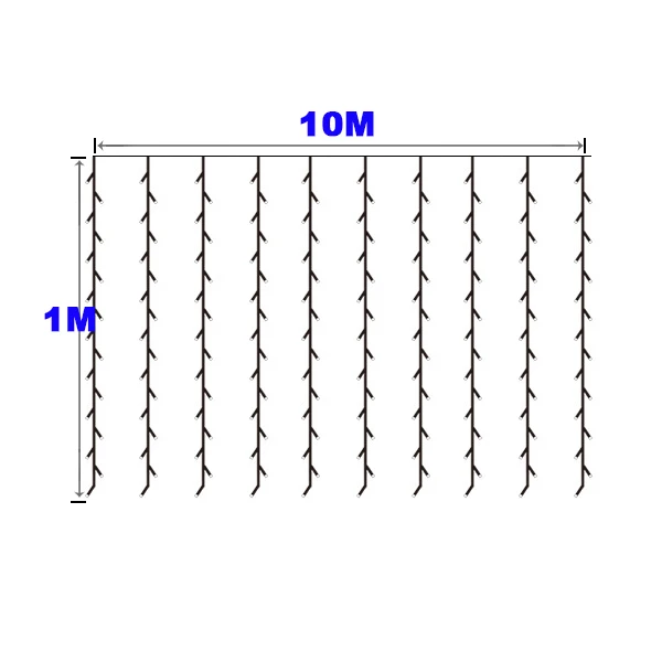 10 м x 3 м 1000 лампочек, мерцающий светодиодный светильник, гирлянда, занавески, рождественские украшения, свадебные огни, вечерние, для дома, год, праздничное освещение - Испускаемый цвет: V