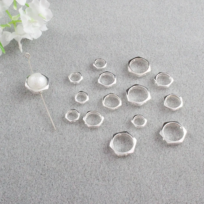 

3PCS 6MM/8MM/10MM 925 Sterling Silver Hexagon Frame Blank Spacer Beads Frame Spacer Beads Alien Bead Frames Diy Earring Finding