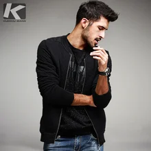 KUEGOU 2017 Spring Mens Casual Jackets And Coats 100% Cotton Black Plaid Brand Clothing Man’s Slim Clothes Plus Size Tops 6020