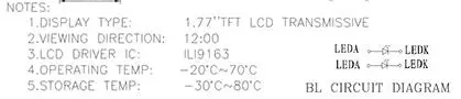 1,77 дюймов 20P SPI TFT lcd цветной экран ILI9163C(совместимый ST7735S) Привод IC 128(RGB)* 160 MCU параллельный интерфейс