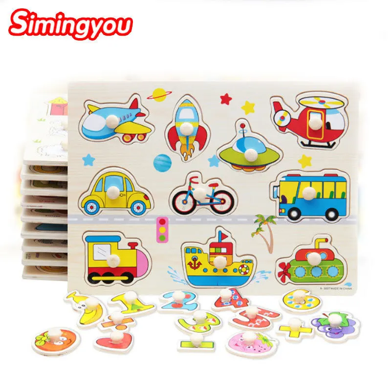 

Simingyou Wooden Toy Hand Puzzles People Animals Recognition Puzzle For Children Montessori Educational B40-200302 Drop Shipping