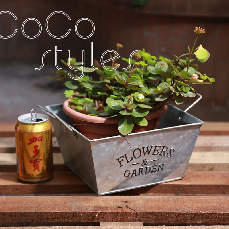 

Cocostyles custom blank rustic oblong iron pot with handle for garden wedding thank you gift box and home decor