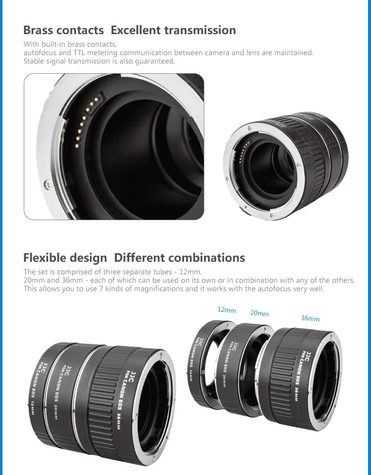JJC 12 мм 20 мм 36 мм AF макро с автоматической фокусировкой AF адаптер для объектива USM Canon EF EF-S Камера 760D 750D 700D 650D 600D 550D 70D 7D 5D MarkIII