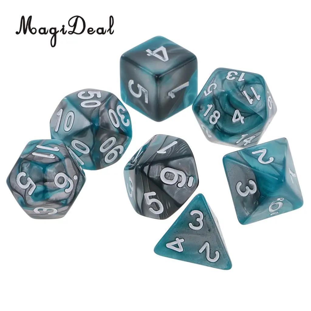 MagiDeal 7Pcs/Lot Acrylic Polyhedral Dice 16mm for Dungeons and Dragons Table Games Family Party Club Bar Funny Toys 6 Colors