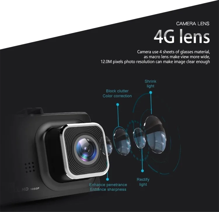 170 degress Car DVR camera loop recording night vision cycle recording8