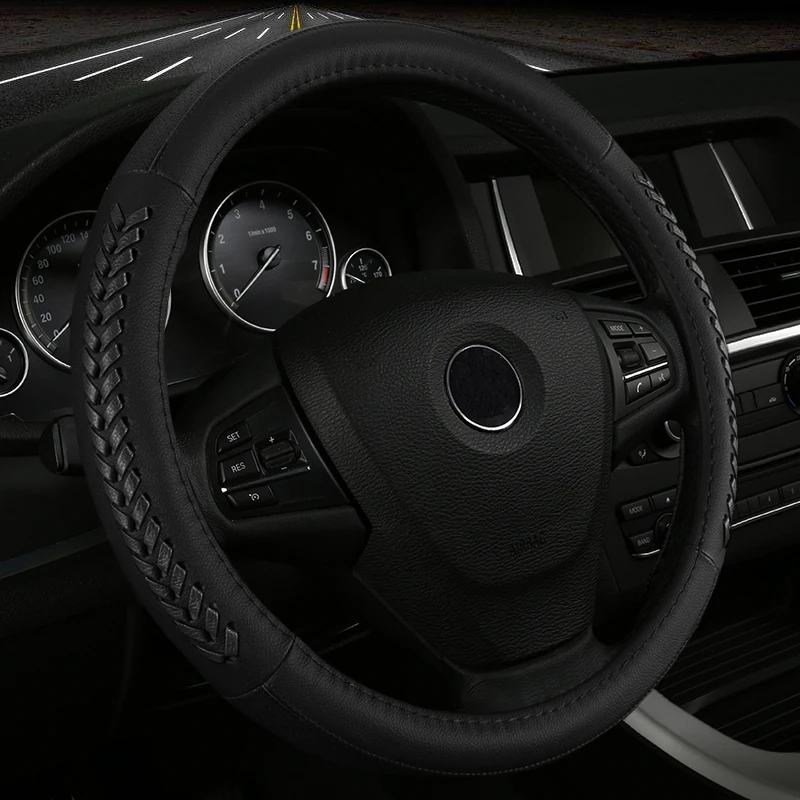 Hand woven leather car steering wheel cover for opel Astra h j gmokka