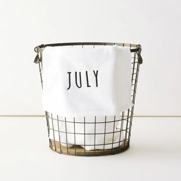 July bai se Cotton Rectangle Adults Face Towels Solid Embroidered Month Letter Face Cloth Quick-Dry Machine Washable Terry Towel AOKEE - Цвет: July bai se