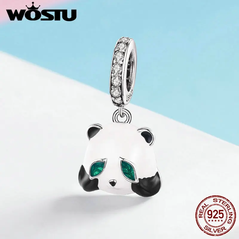 WOSTU Pure 925 Sterling Silver Cute PanFN Animal Beads Fit Charm Bracelet Necklace Pendant For Women Jewelry Gift FIC1096 | Украшения и