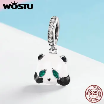 

WOSTU Pure 925 Sterling Silver Cute PanFN Animal Beads Fit Charm Bracelet Necklace Pendant For Women Silver Jewelry Gift FIC1096