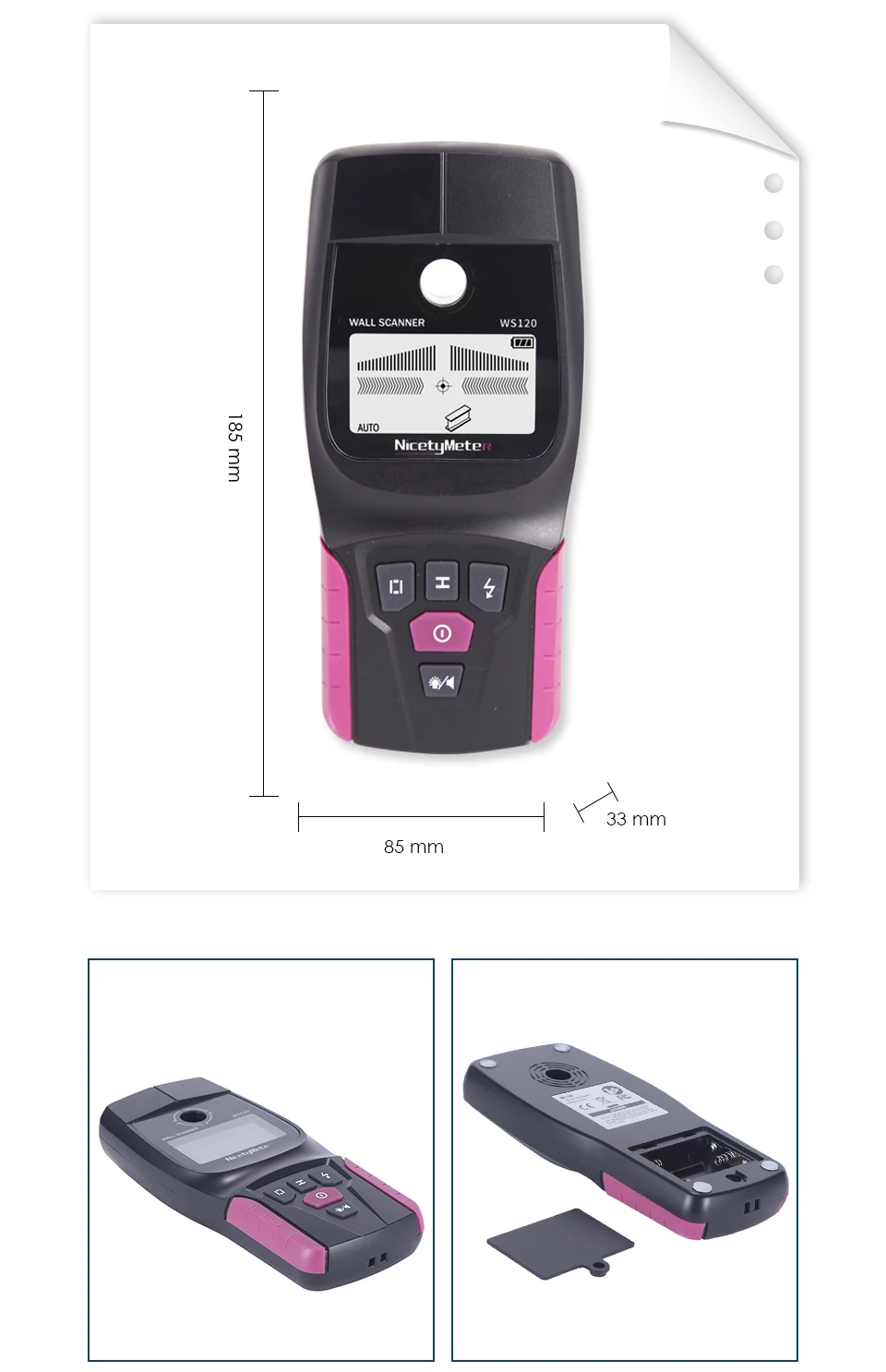 Nicetymeter WS120 многофункциональный настенный детектор металлический деревянный кабель Электрический провод Стад трубы Finder сканер светодиодный звуковой сигнал DIY тестер