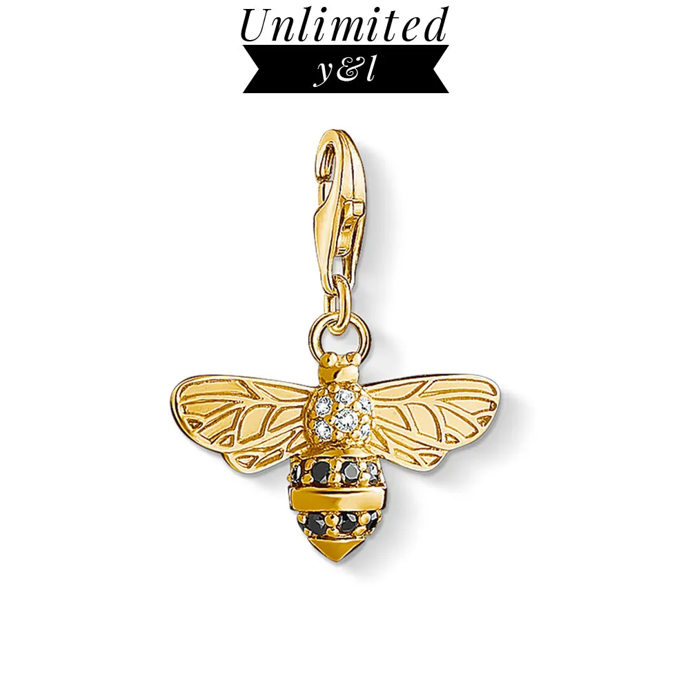 

Bees Charms 925 Sterling Silver Gold Color Fashion Good Jewelry Making Accessories Thomas Style Bracelet Necklace Gift Women Men