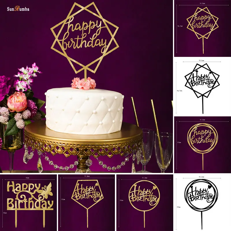 

1pcs Happy Birthday Acrylic Cake Topper Birthday Party Decorations Kids Adult Toppers Decorating Festive Event Party Supplies
