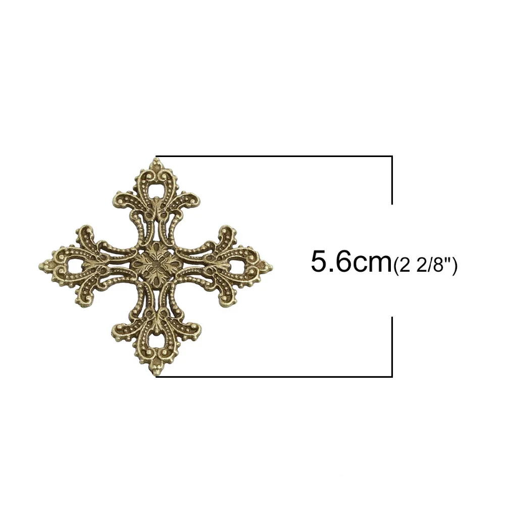 Подвески из сплава цинка DoreenBeads крест с бронзовой филигранью под старину мужские