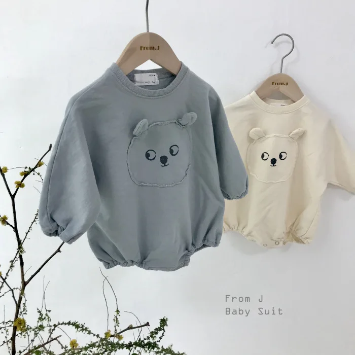 

Autumn Baby Bodysuits Korean Cartoon Button Pack Crawler Bear New Fashion Bat Sleeve In Spring Of Bodysuits