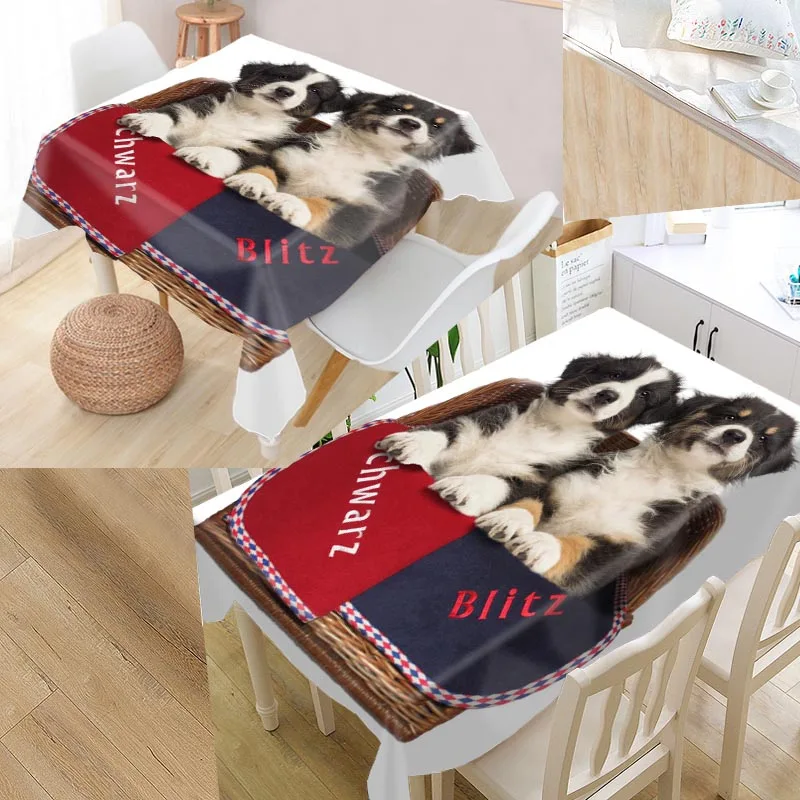 Tablecloth Скатерть с рисунком собаки, водонепроницаемая, маслостойкая, прямоугольная, для дома, свадьбы, Текстиль - Цвет: Tablecloth