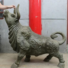 USPS в США S1744 4" Китайский Бронзовый Год Знак Цветок Сильный Фэншуй Бык Бык Статуя Животных