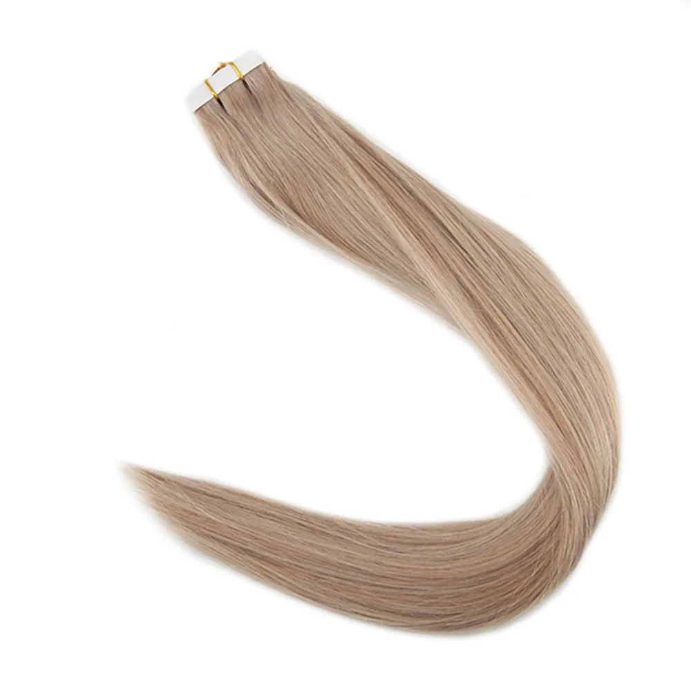 Full Shine Skin Weft Tape in Hair Extension Color #18 Ash Blonde Remy ...