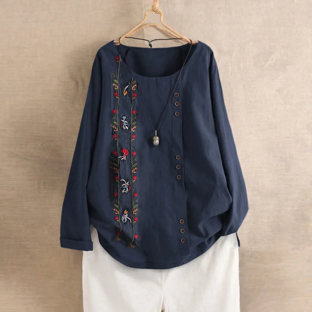 

Womens Tops And Blouses Casual Loose Button Linen Plus Size Daily Boho Tanic Shirt Blouse Tops Chemisier Femme Elegantes Blusas