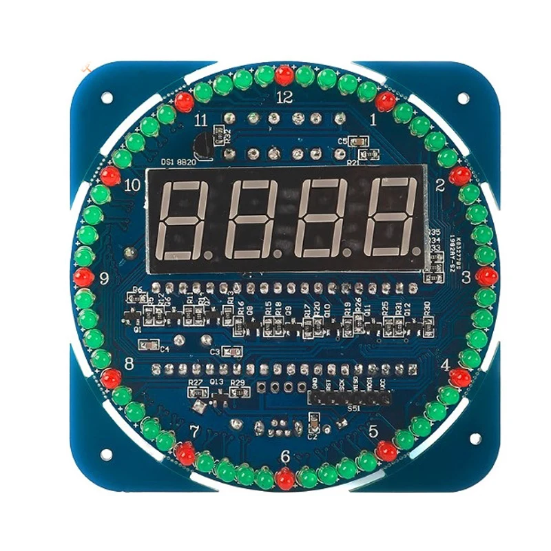 Rotating DS1302 Digital LED Display Module Alarm Electronic Digital Clock LED Temperature Display DIY Kit Learning Board 5V