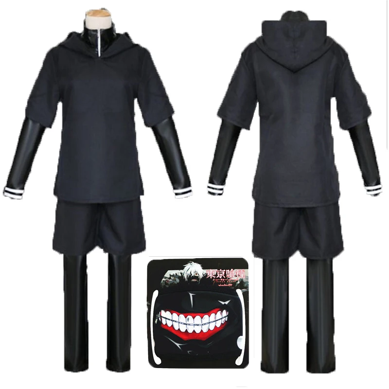 Kaneki Ken косплей, японский Топ аниме, брюки, куртка с маской, черные мужские костюмы для взрослых, костюмы на Хэллоуин