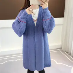 Свитер женский ленивый ветер 2019 корейская версия нового свободного цвета сочетающегося свитера женский фонарь рукав кардиган пальто
