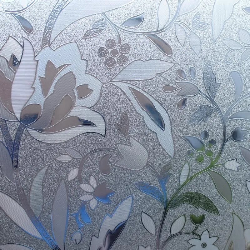 90*200cm 3D Laser Tulip Static Window Privacy Film Glass Sticker Frosted bedroom door Anti-UV Home Decorative Film for furniture