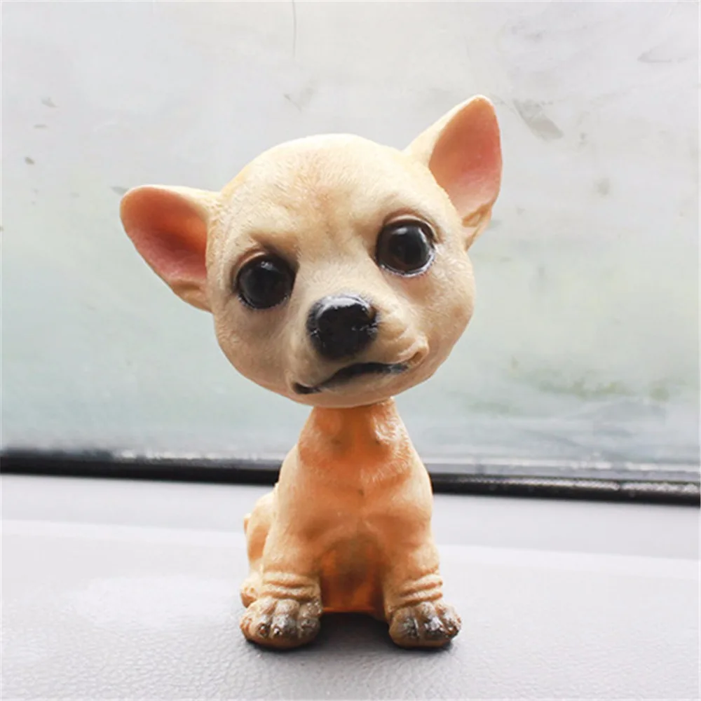 Car Ornament Nodding Dog Car Auto Dash Rocking Head Dog Natural Resin Dog Toy for Car