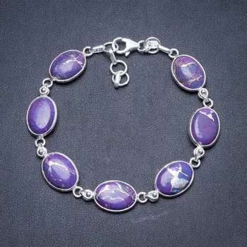 

Natural Variscite Handmade Unique 925 Sterling Silver Bracelet 7 1/4-8 1/4" Y1995