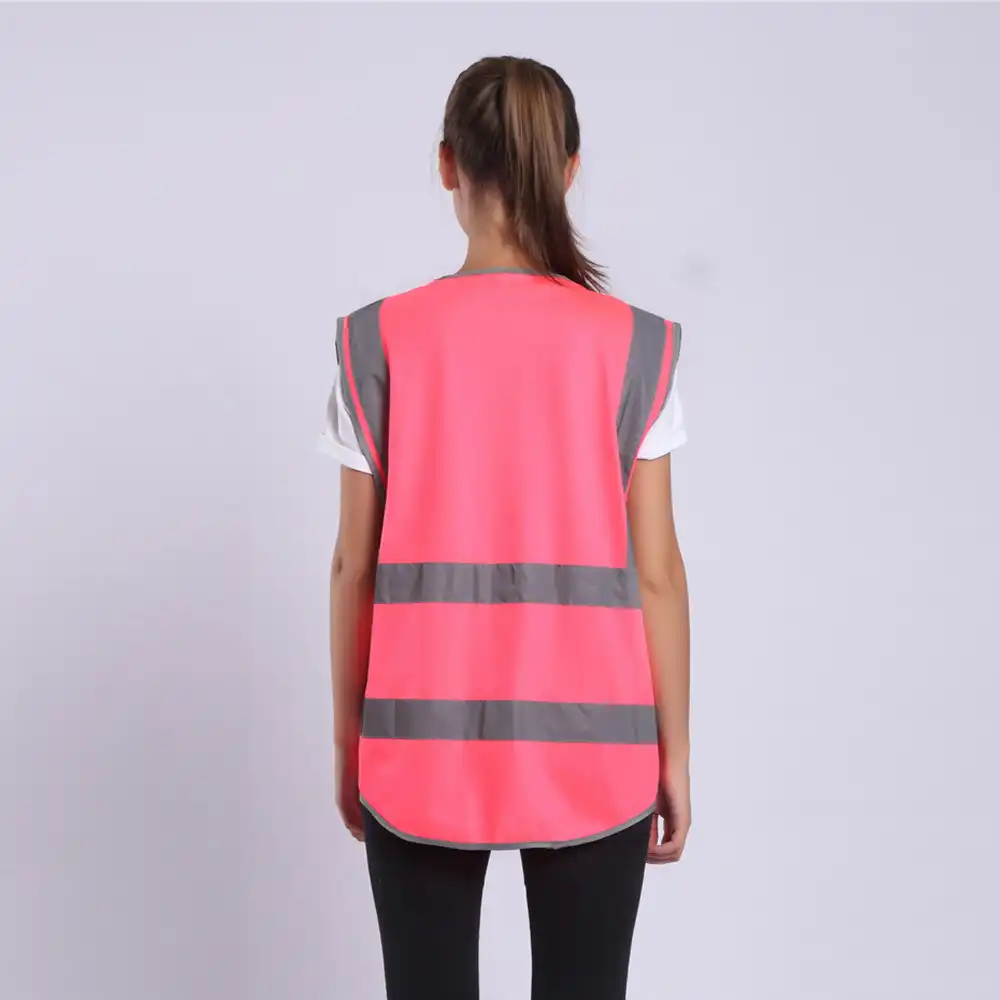 Pink Safety Vest For Women Hi Vis Vest With Reflective Stripes Safety ...