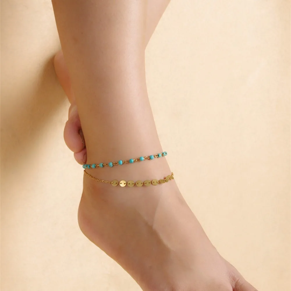 DGW Womens Barefoot Foot Jewelry Ankle Antique Anklet Beads copper