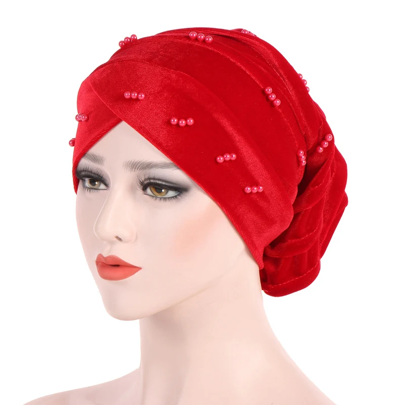 Африканский стиль мусульманский тюрбан Индия шапка аксессуары для волос Модные женские Бусы Плетеный платок на голову Бандана тюрбан обертывание шапка шарф