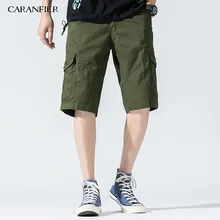CARANFIER/мужские летние модные повседневные однотонные хлопковые шорты с карманами на молнии, прямые спортивные штаны больших размеров