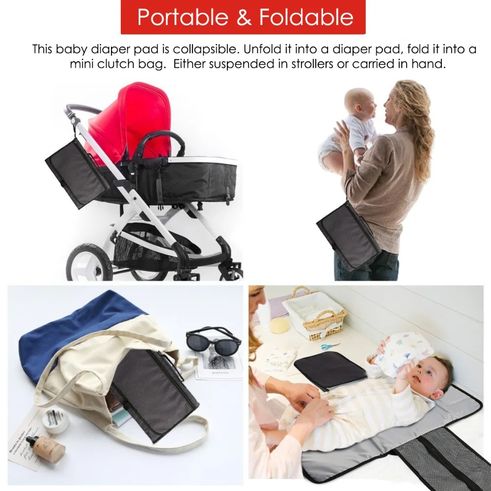 Портативная пеленальная станция для новорожденных младенцев-легкий дорожный домашний пеленальный коврик с карманами-водонепроницаемый и Fol