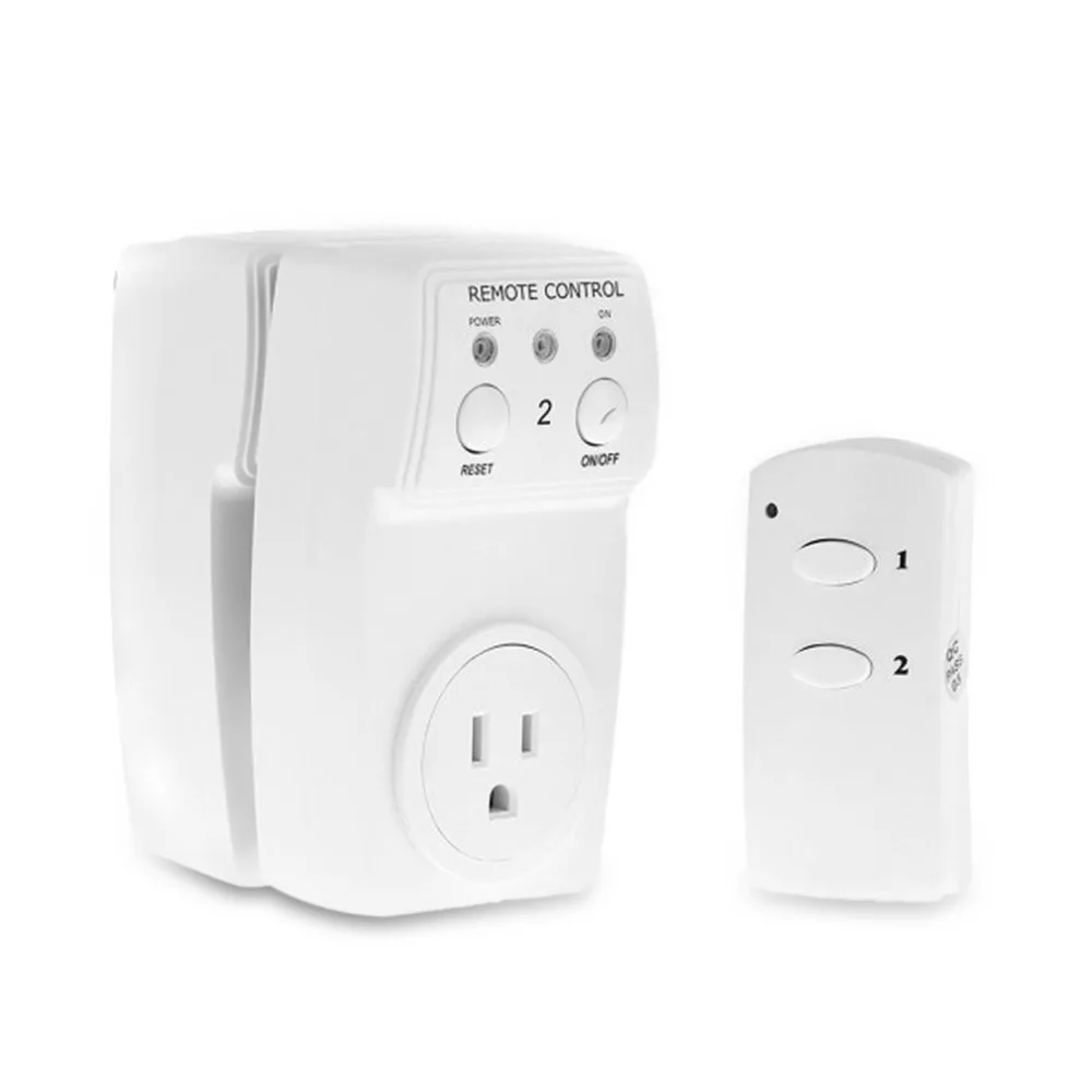 

AC Power Outlet Plug Switch Wireless Remote Control US Plug Smart Outlet Socket 2-Pack Simple White for Home Use