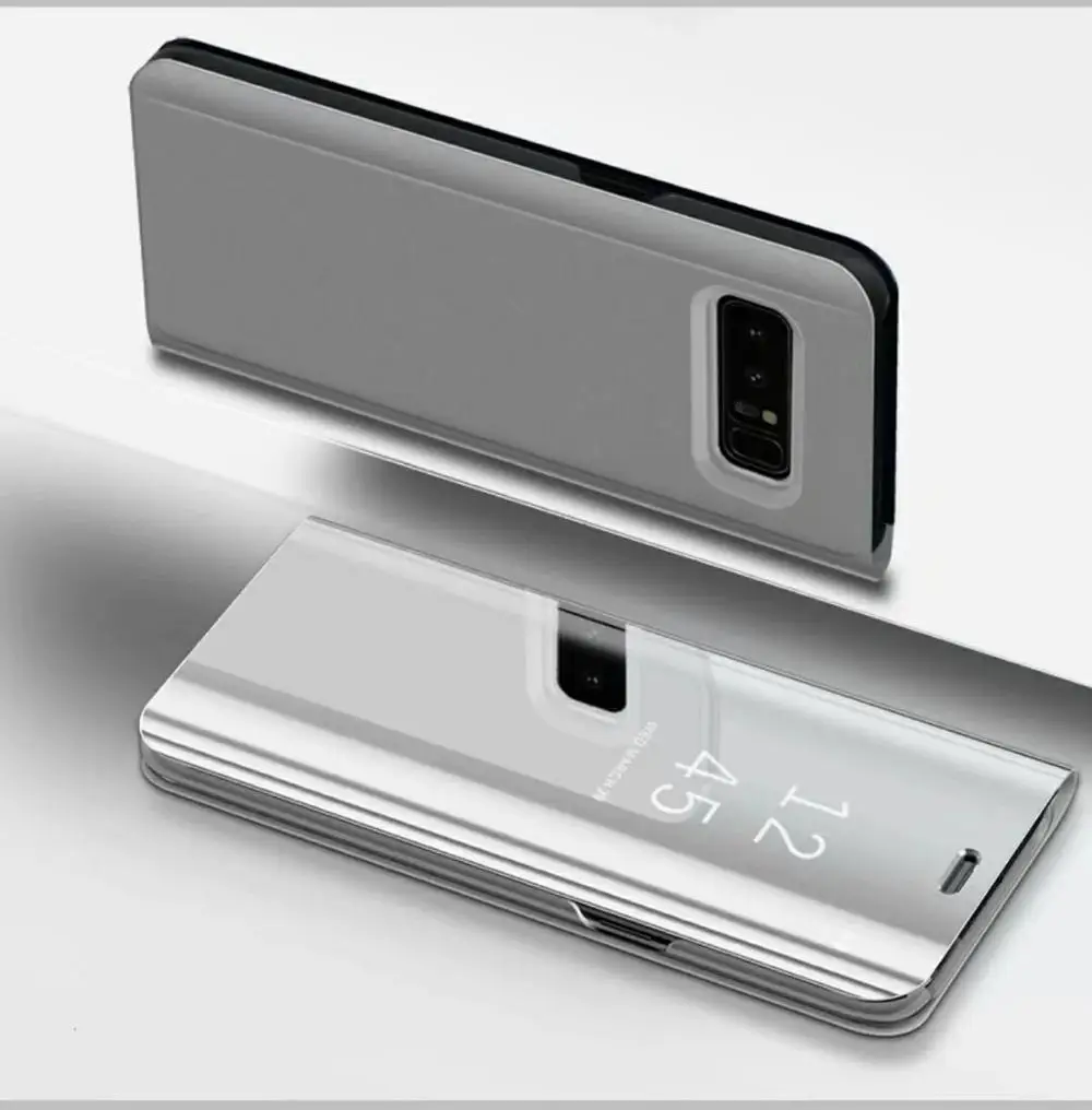 Для samsung Galaxy Note 8 S7 S6 край S8 S9 плюс A5 A7 A8 J3 J5 J7 роскошный кожаный чехол-книжка с подставкой Clear View умный зеркальный чехол для телефона - Цвет: Silver