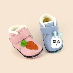 Зимние хлопковые Обувь толстые теплые зимние ботинки 0-1-2 лет ручной работы мультфильм девочек Обувь малыша Обувь детские Сапоги и ботинки
