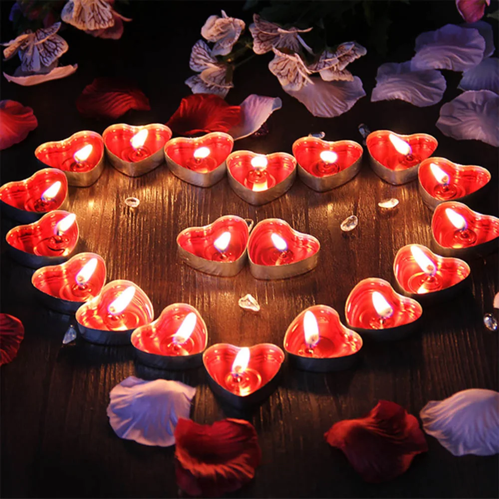 

50pcs Romantic Smokeless candles circle heart-shaped decorative candle for birthday wedding party home decor christmas candle