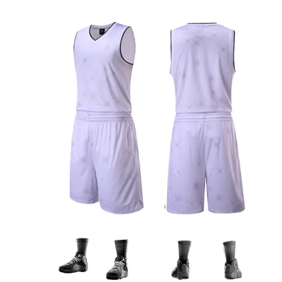 Возврат Баскетбол Майки комплект мальчик для Мужчин Пустой команда Баскетбол тренировочные костюмы баскетбол в колледже одежда Униформа по индивидуальному заказу - Цвет: JL825 white