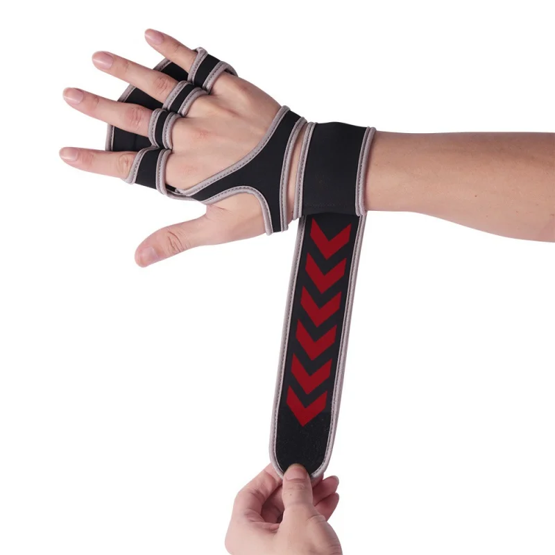 Тяжелая атлетика тренировочный перчатки с половиной пальцев спортивные фитнес для бодибилдинга, тренажерных залов перчатки Захваты