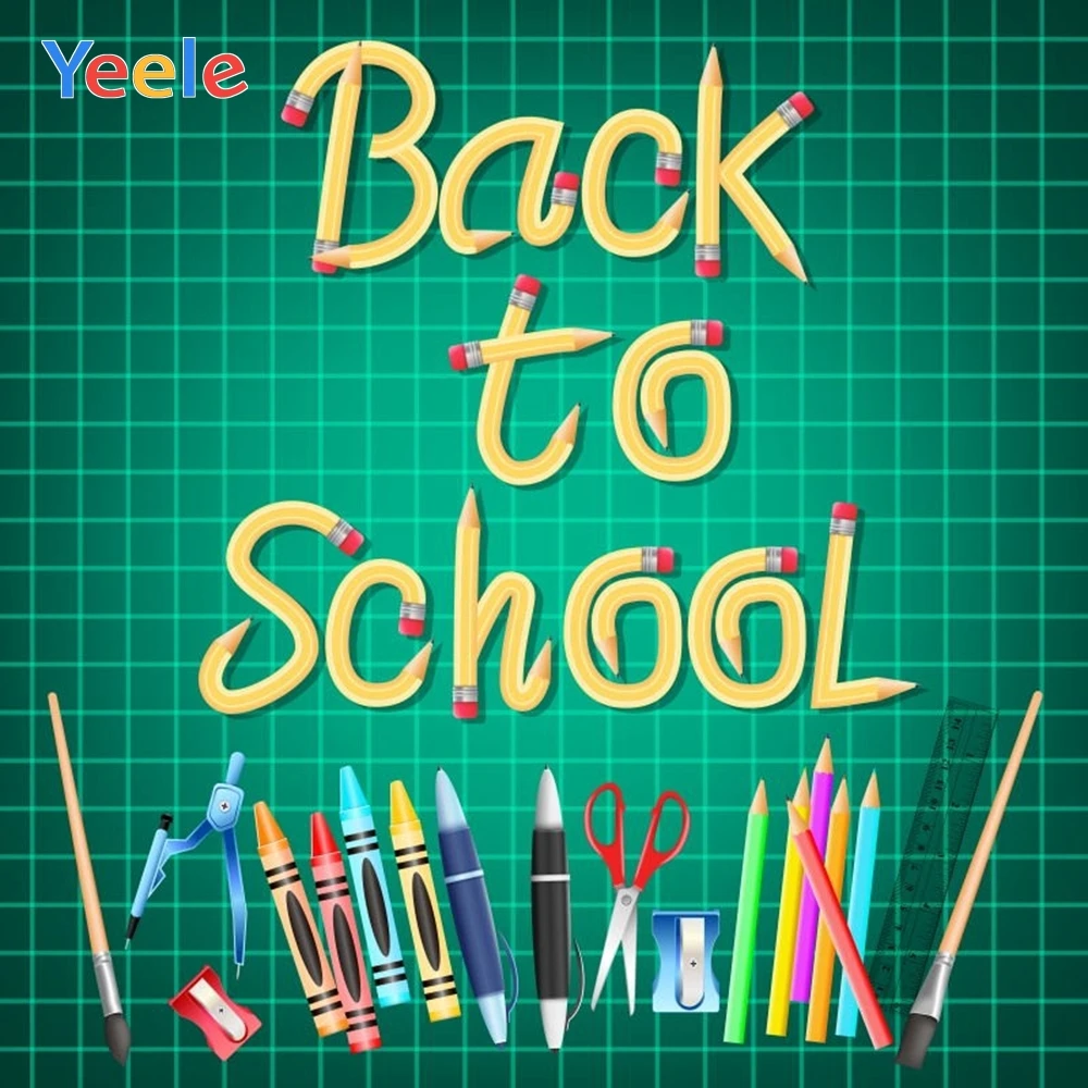 

Yeele Welcome Kids Children Back To School Party Photography Backdrops Book Pen Green Photographic Backgrounds For Photo Studio